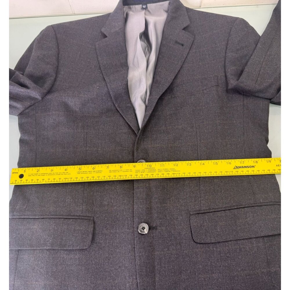 Jos A Bank 1905 2 Piece Suit 39R Blazer 33X29 Pants Windowpane Plaid Gray Wool - Picture 10 of 16